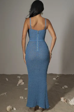 Blue Deep Sea Crochet Maxi Dress*JLUXLABEL Clearance