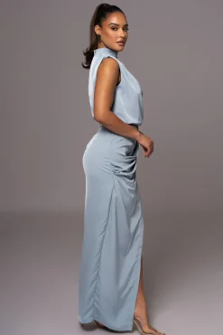 Blue Desiree Mock Neck Top*JLUXLABEL Fashion