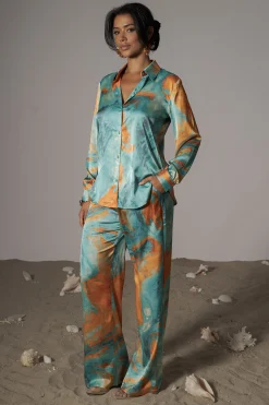 Blue  Hidden Gems Satin Pant Set*JLUXLABEL Fashion