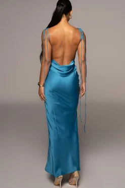 Blue Irresistible Satin Maxi Dress*JLUXLABEL Outlet