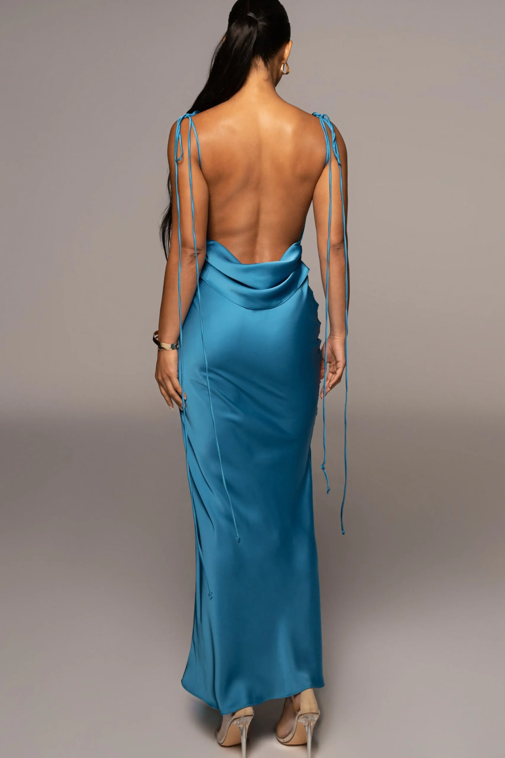 Blue Irresistible Satin Maxi Dress*JLUXLABEL Outlet