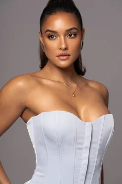 Blue Viv Satin Bustier Top*JLUXLABEL Outlet