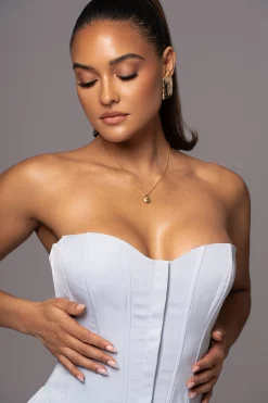 Blue Viv Satin Bustier Top*JLUXLABEL Outlet