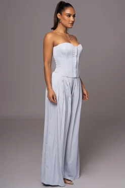 Blue Viv Satin Bustier Top*JLUXLABEL Outlet