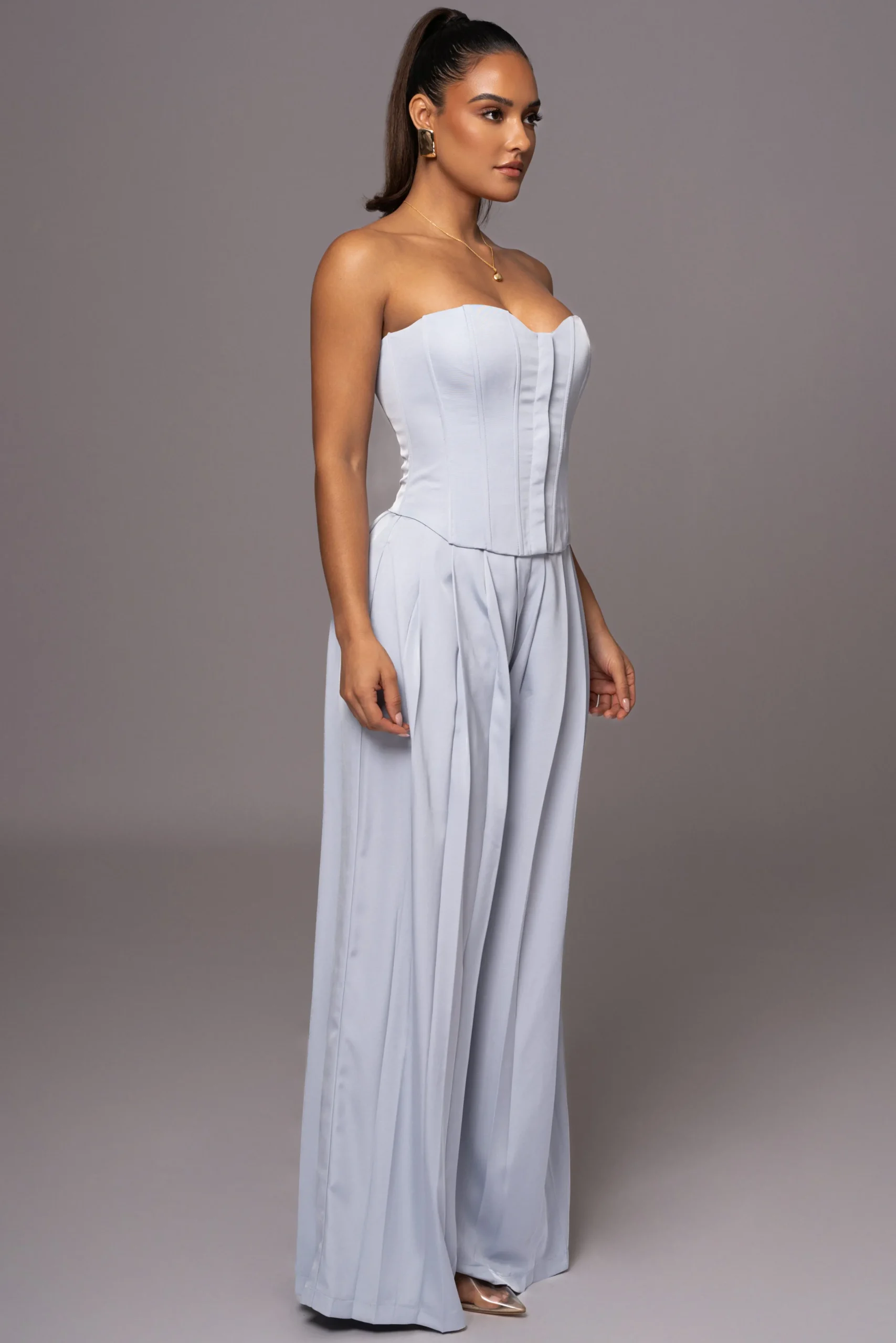 Blue Viv Satin Bustier Top*JLUXLABEL Outlet