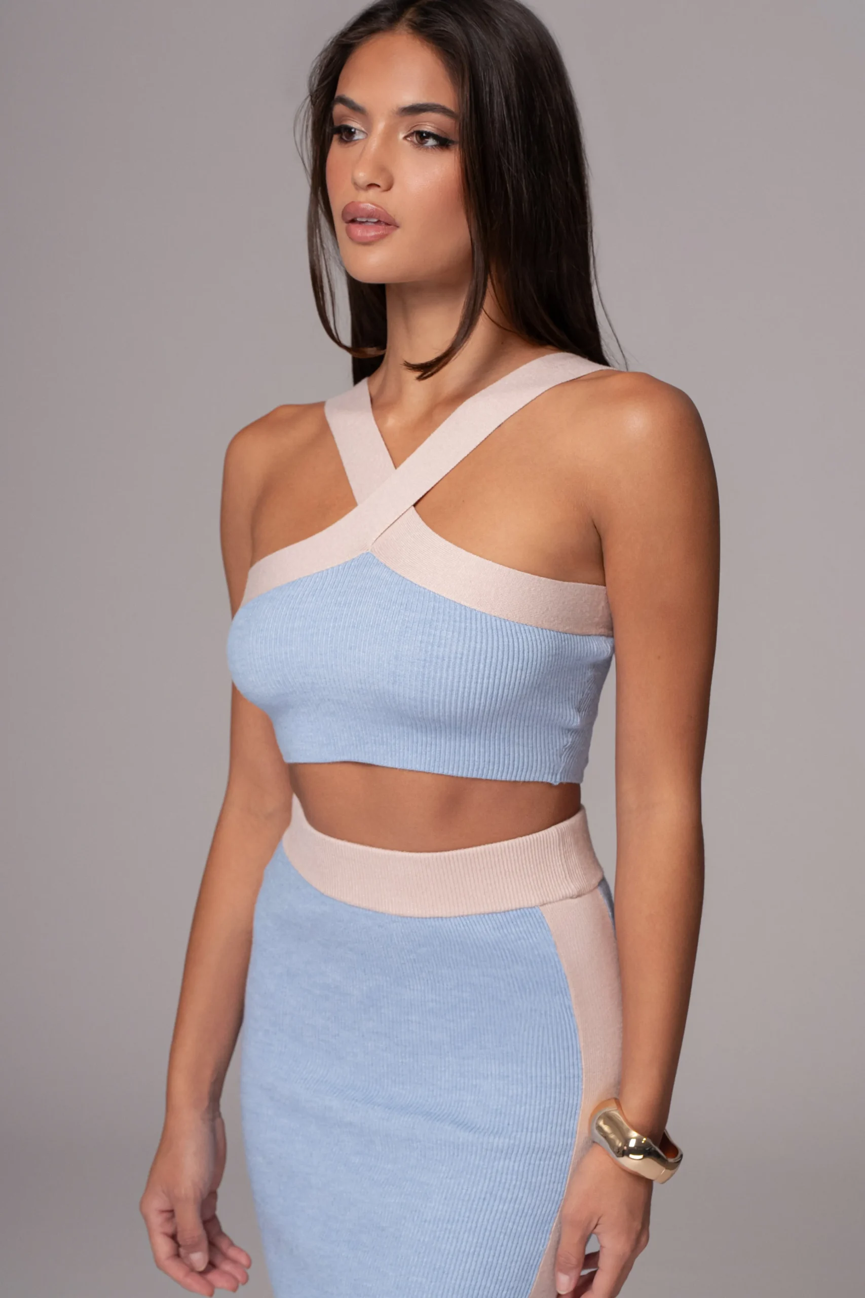 Blue/Beige Heartbreaker Two-Piece Skirt Set*JLUXLABEL Online