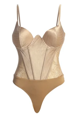 Bronze Incomparable Lace Bodysuit*JLUXLABEL Discount