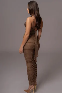 Bronze Ruched Metallic Maxi Dress*JLUXLABEL Sale