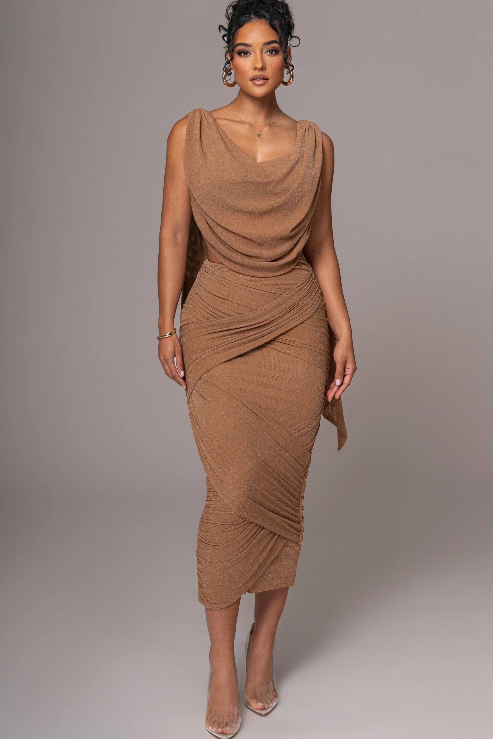 Brown Divine Drape Skirt Set*JLUXLABEL Outlet