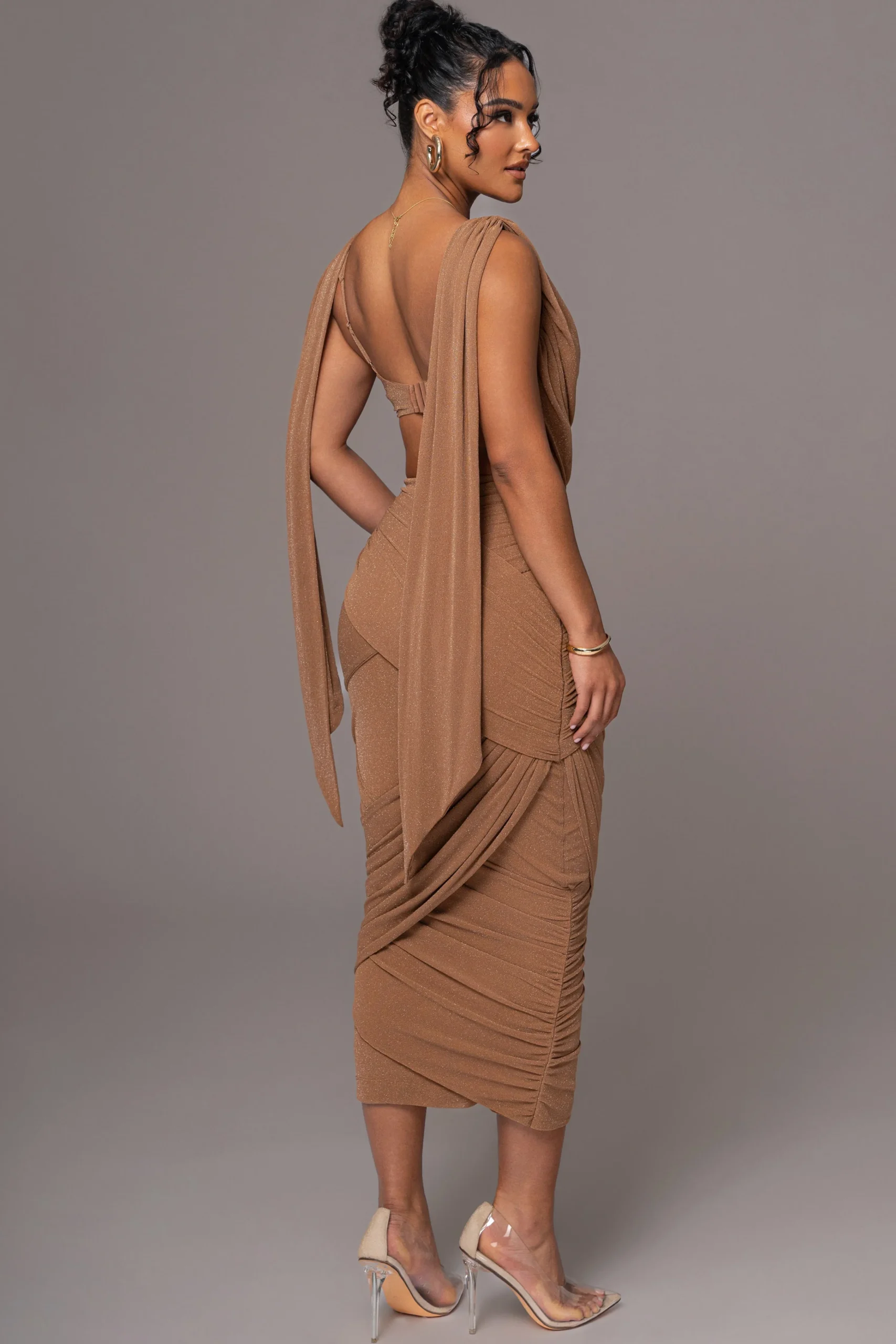 Brown Divine Drape Skirt Set*JLUXLABEL Outlet