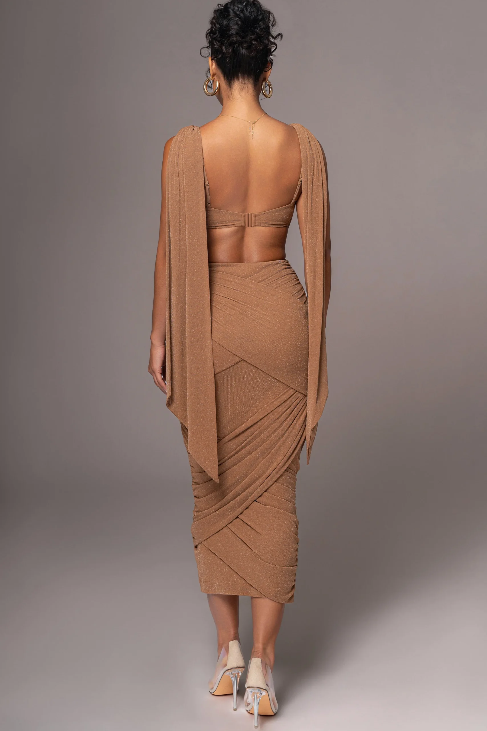 Brown Divine Drape Skirt Set*JLUXLABEL Outlet