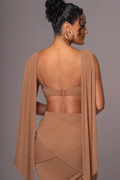 Brown Divine Drape Skirt Set*JLUXLABEL Outlet