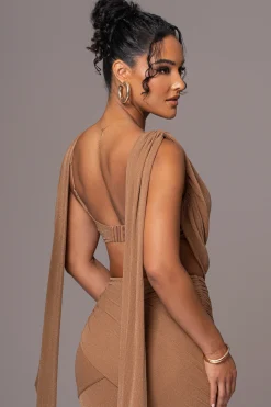 Brown Divine Drape Skirt Set*JLUXLABEL Outlet