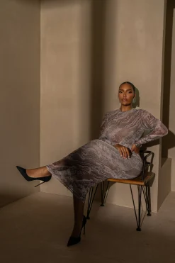 Brown Multi Solana Mesh Maxi Dress*JLUXLABEL Fashion