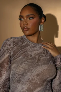 Brown Multi Solana Mesh Maxi Dress*JLUXLABEL Fashion