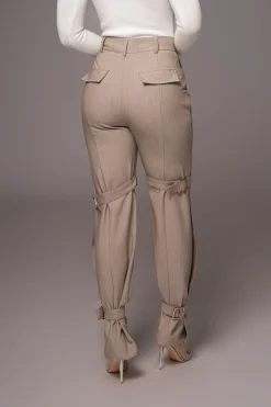 Brown Refined Belted Leg Pants*JLUXLABEL Clearance