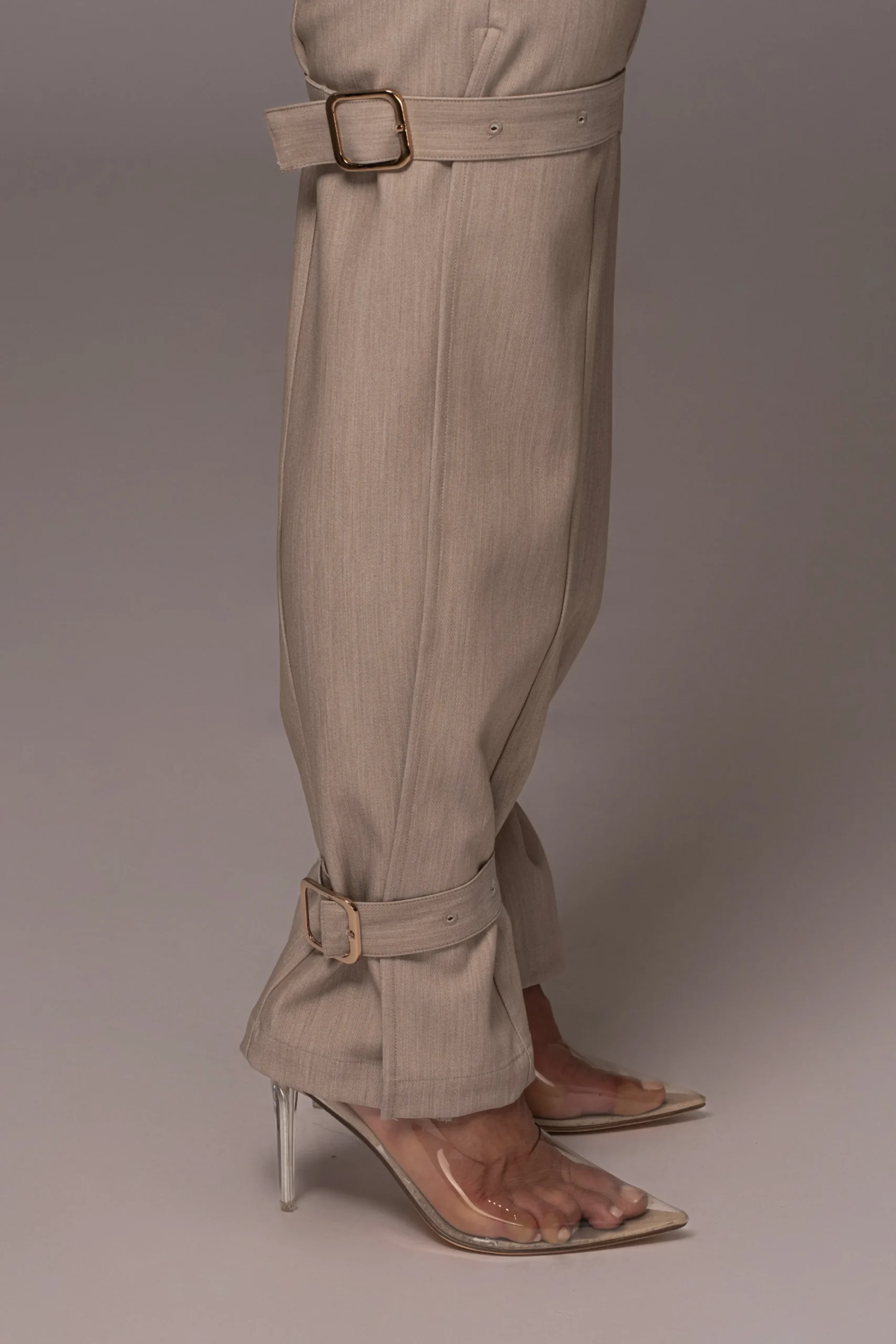 Brown Refined Belted Leg Pants*JLUXLABEL Clearance