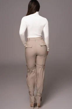 Brown Refined Belted Leg Pants*JLUXLABEL Clearance