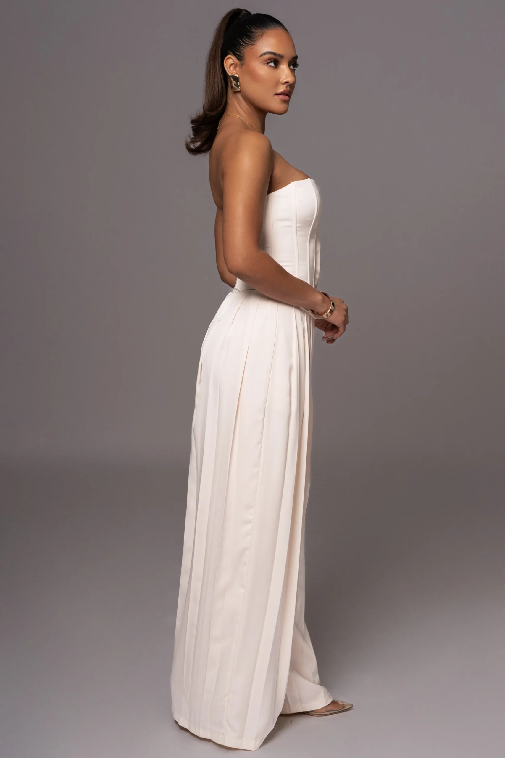 Buttercream Clara Wide Leg Pleated Trousers*JLUXLABEL Outlet