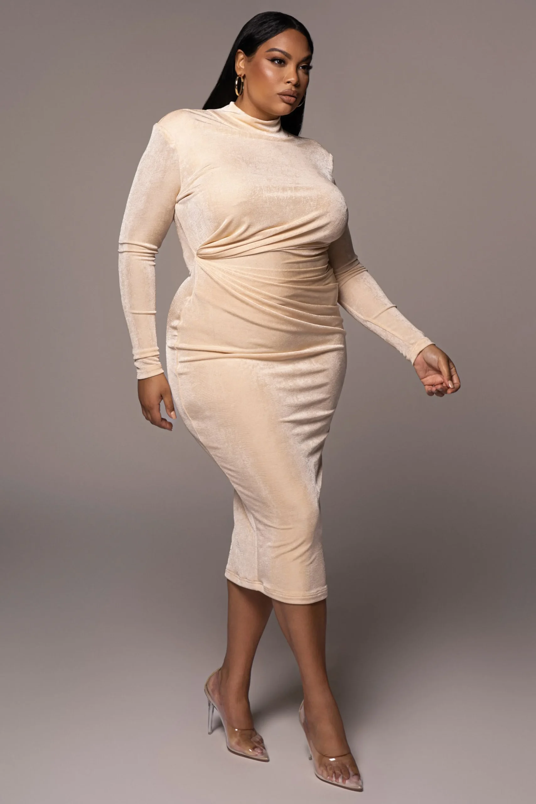 Buttercream Kara Mock Neck Dress*JLUXLABEL Fashion