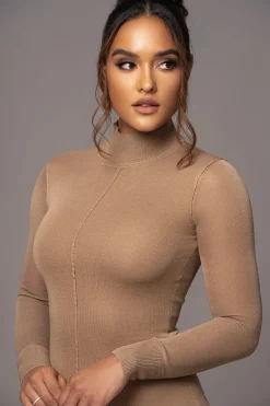 Camel Fame Mock Neck Maxi Dress*JLUXLABEL Hot