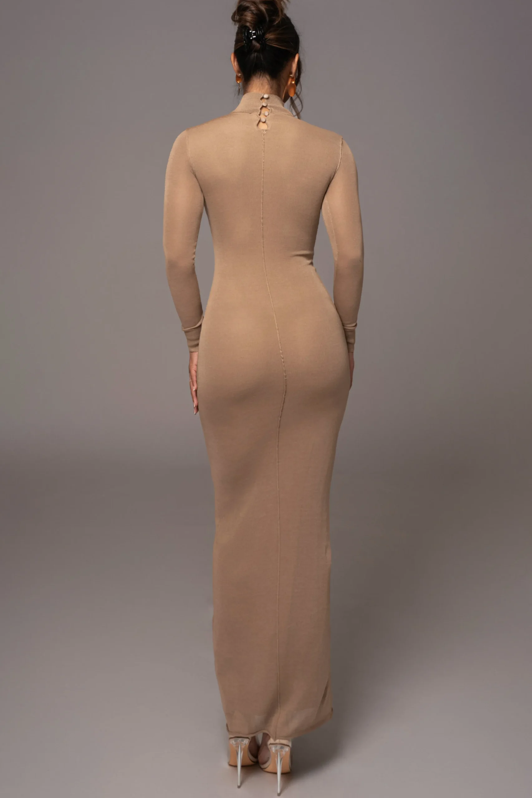Camel Fame Mock Neck Maxi Dress*JLUXLABEL Hot