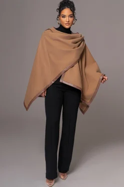 Camel Felt And Faux Leather Shawl*JLUXLABEL Online