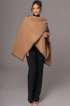 Camel Felt And Faux Leather Shawl*JLUXLABEL Online