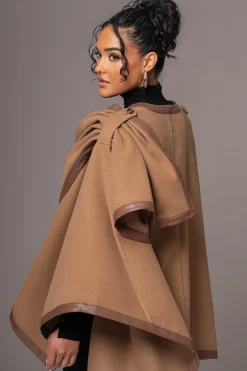 Camel Felt And Faux Leather Shawl*JLUXLABEL Online