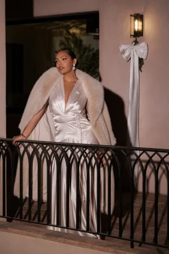 Champagne Amalia Satin Maxi Dress*JLUXLABEL Outlet