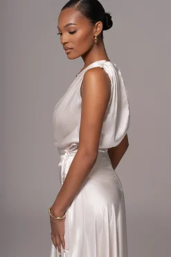 Champagne Amalia Satin Maxi Dress*JLUXLABEL Outlet