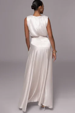 Champagne Amalia Satin Maxi Dress*JLUXLABEL Outlet