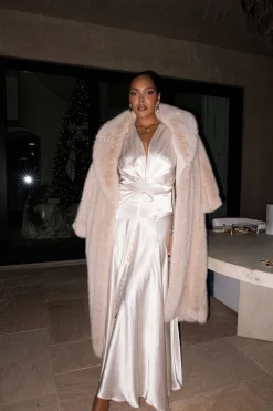 Champagne Amalia Satin Maxi Dress*JLUXLABEL Outlet