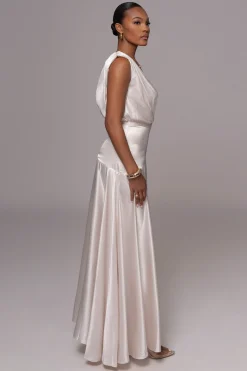 Champagne Amalia Satin Maxi Dress*JLUXLABEL Outlet