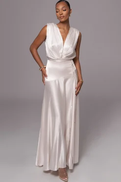 Champagne Amalia Satin Maxi Dress*JLUXLABEL Outlet