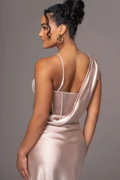 Champagne Anastacia Drape Maxi Dress*JLUXLABEL Online