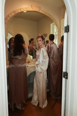 Champagne Forever And Always Satin Robe*JLUXLABEL Clearance