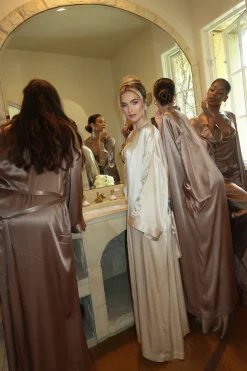 Champagne Forever And Always Satin Robe*JLUXLABEL Clearance