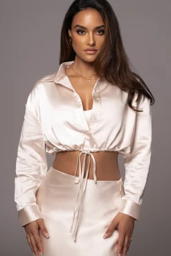 Champagne Kiah Button Up Top*JLUXLABEL Outlet