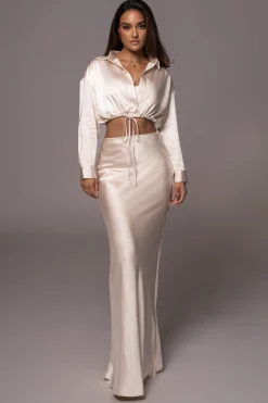 Champagne Kiah Button Up Top*JLUXLABEL Outlet