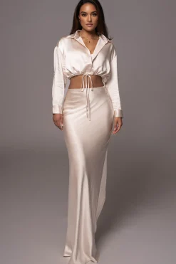 Champagne Kiah Button Up Top*JLUXLABEL Outlet