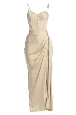 Champagne Leo Matte Satin Bustier*JLUXLABEL Fashion
