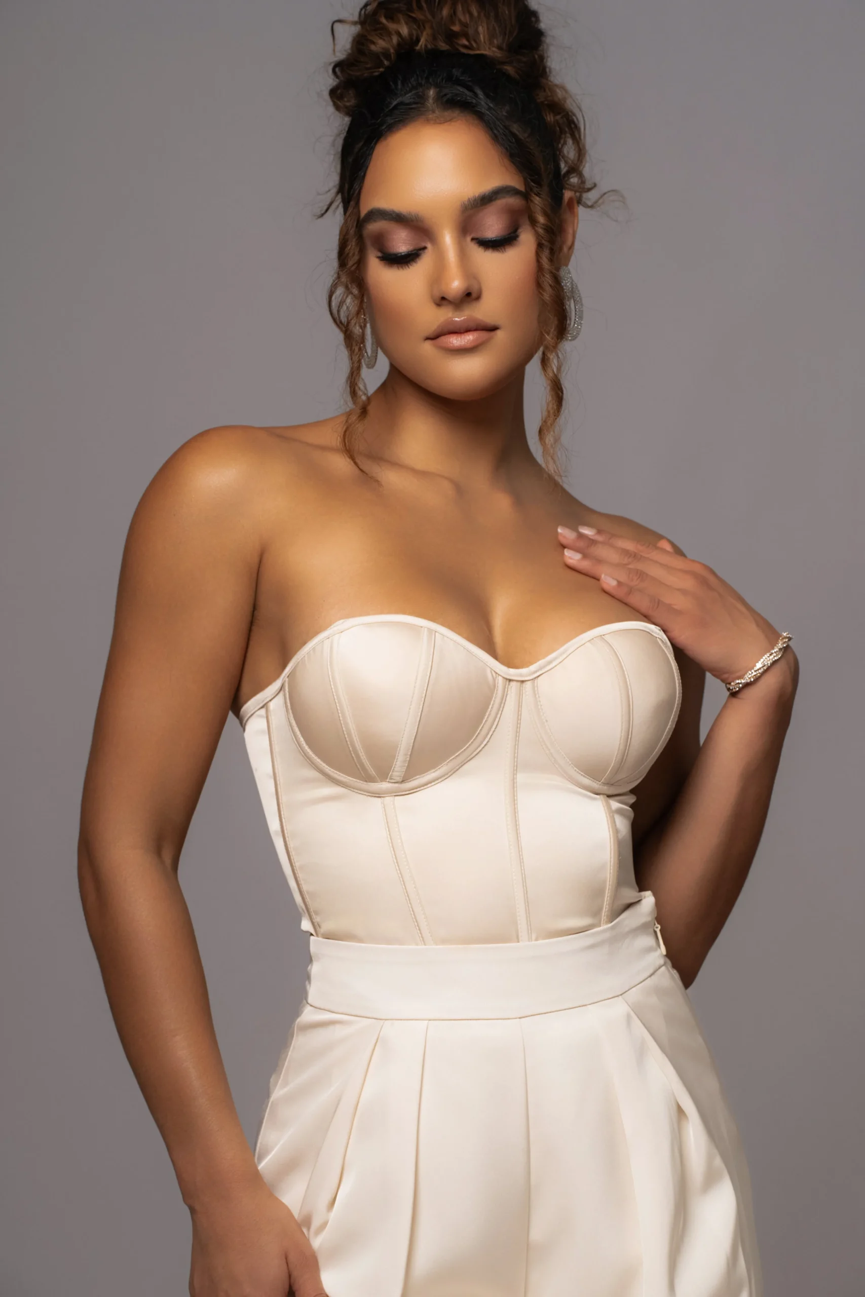 Champagne Leo Matte Satin Bustier*JLUXLABEL Fashion