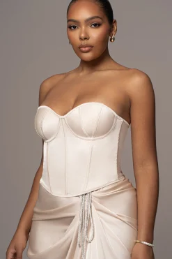 Champagne Leo Matte Satin Bustier*JLUXLABEL Fashion