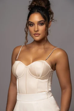 Champagne Leo Matte Satin Bustier*JLUXLABEL Fashion