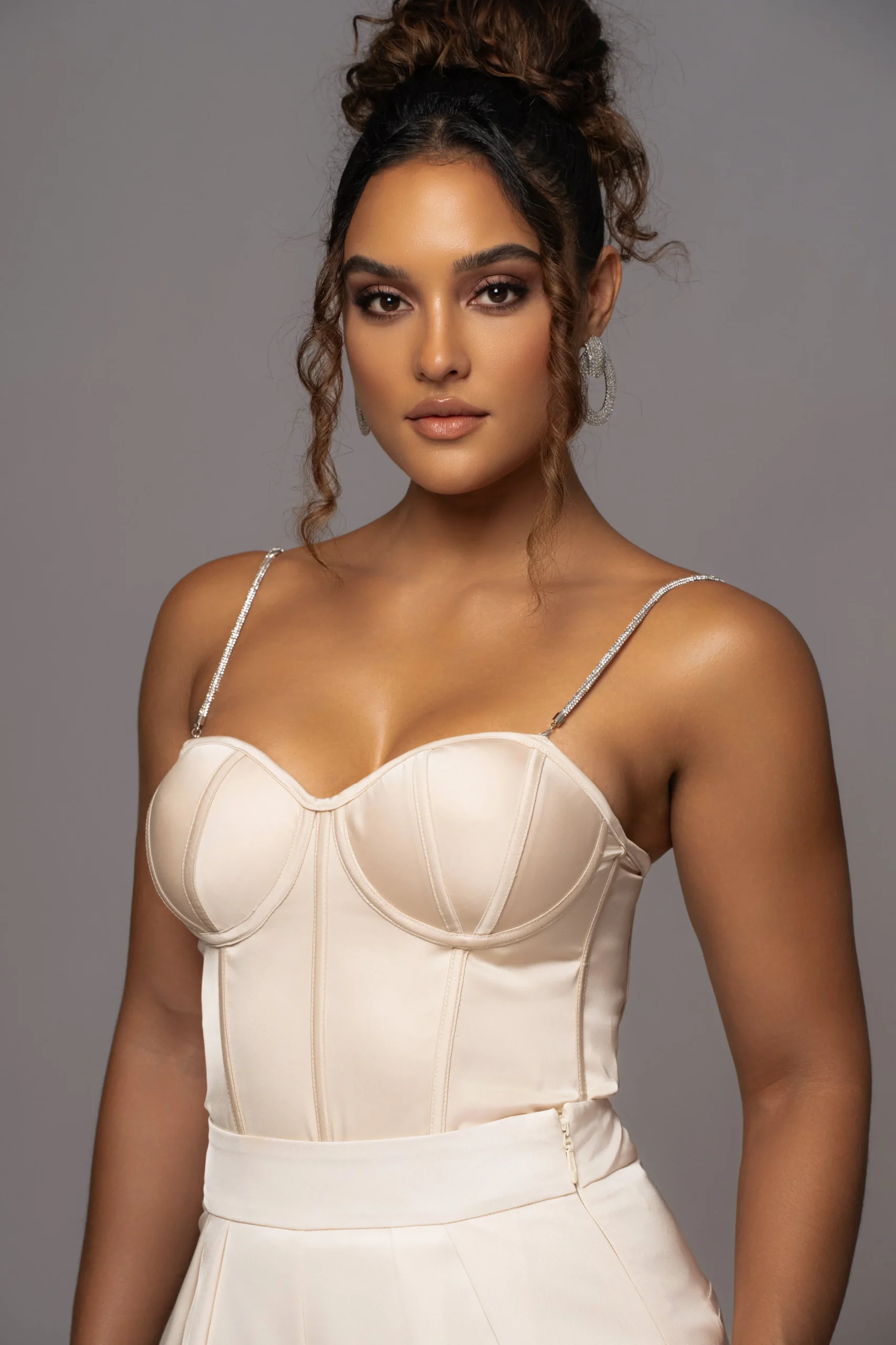 Champagne Leo Matte Satin Bustier*JLUXLABEL Fashion