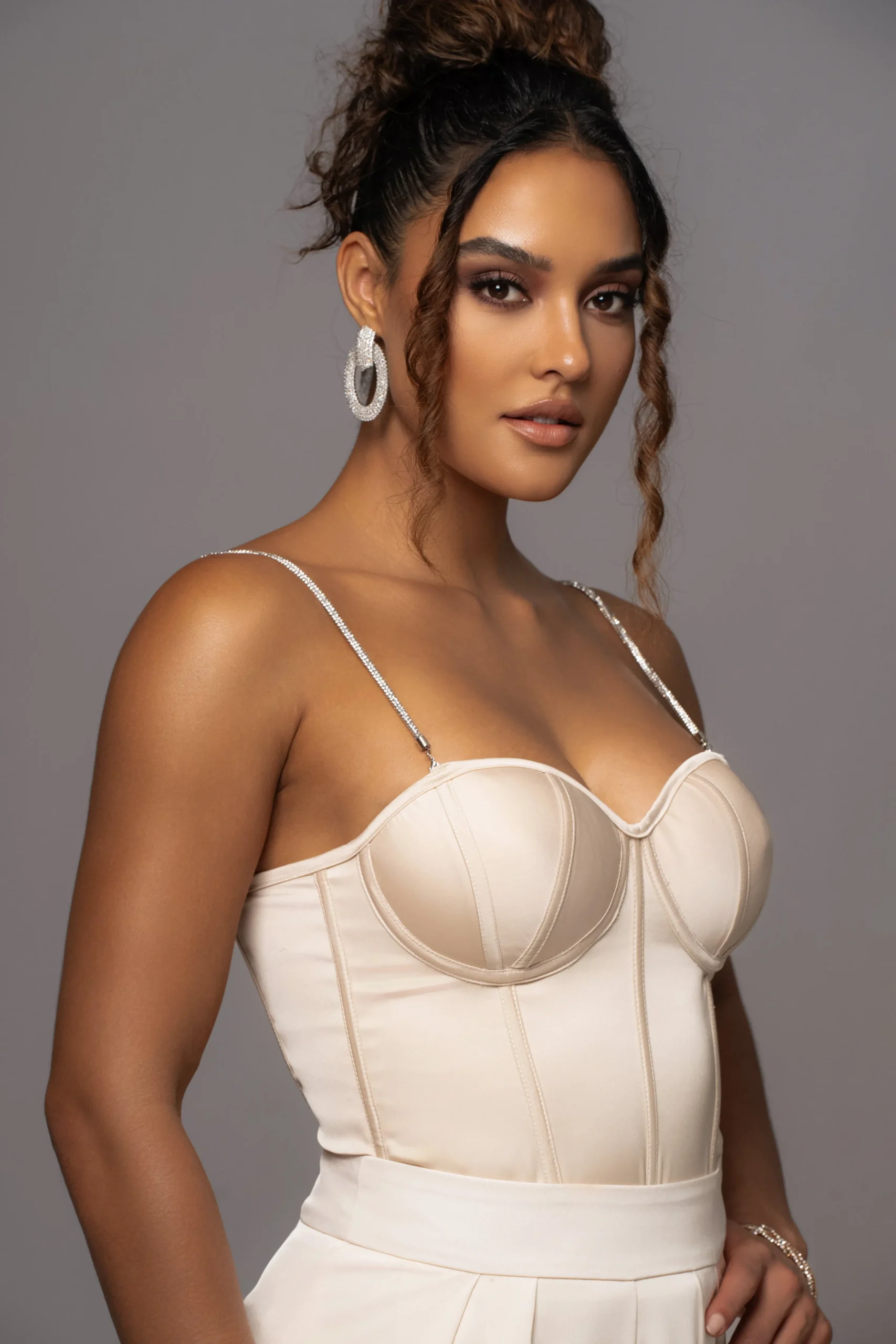 Champagne Leo Matte Satin Bustier*JLUXLABEL Fashion