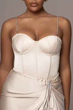 Champagne Leo Matte Satin Bustier*JLUXLABEL Fashion