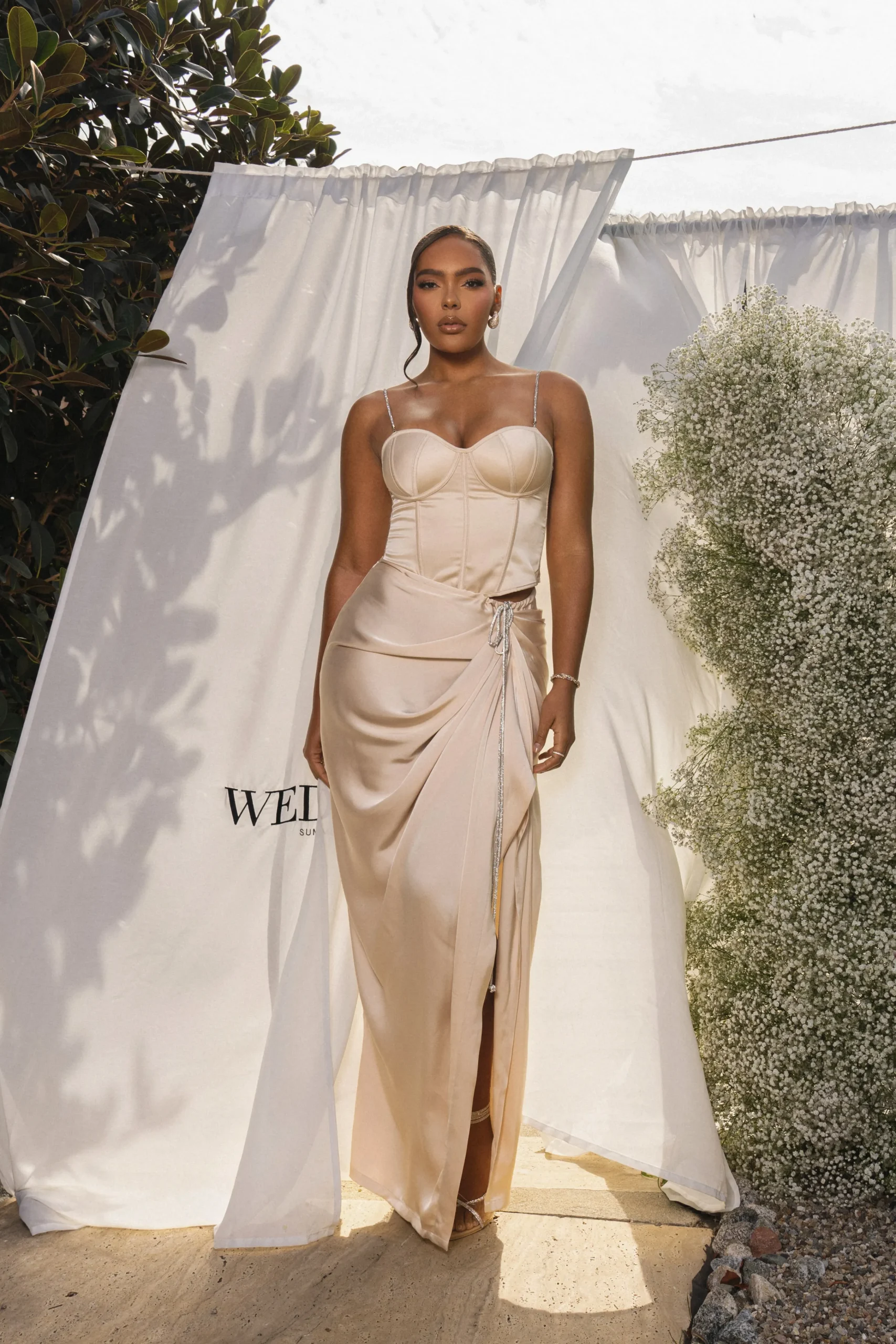 Champagne Leo Matte Satin Bustier*JLUXLABEL Fashion