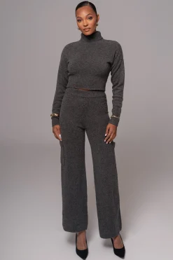 Charcoal Chelsey Knit Pant Set*JLUXLABEL Online